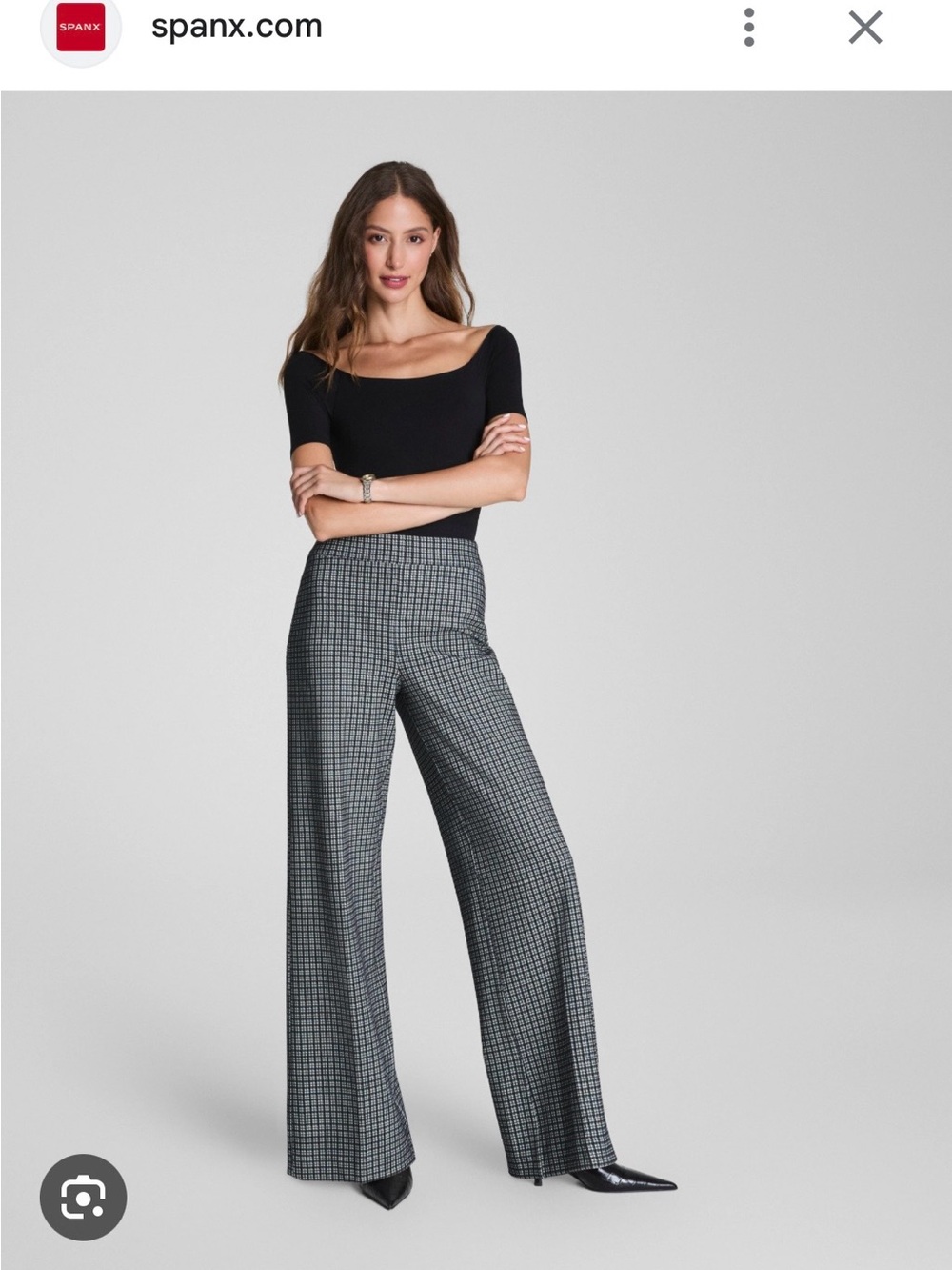 SPANX Ponte Wide Leg Navy and White Mini Check Pants size M- like new